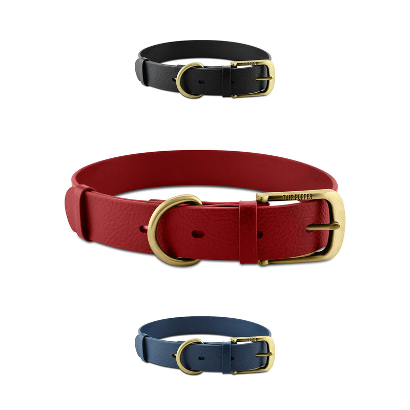 Tuff Pupper Classic Heavy Duty Dog Collar | 10x Stronger Than Leather | 100% Waterproof & Odor Proof Dog Collar | Tough Rust-Proof All Metal Hardware Crimson Red Medium (15 - 19" Neck) - PawsPlanet Australia
