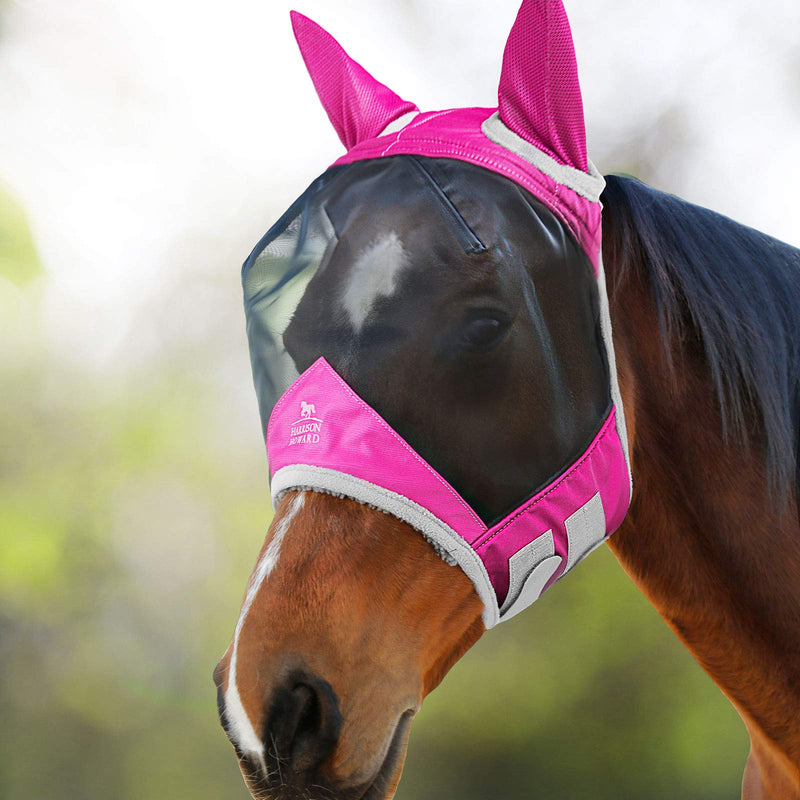 Harrison Howard CareMaster Pro Luminous Fine Mesh UV-proof Fleece Padding Fly Mask Half Face Flamingo (L; Full Size) Full (Large) - PawsPlanet Australia