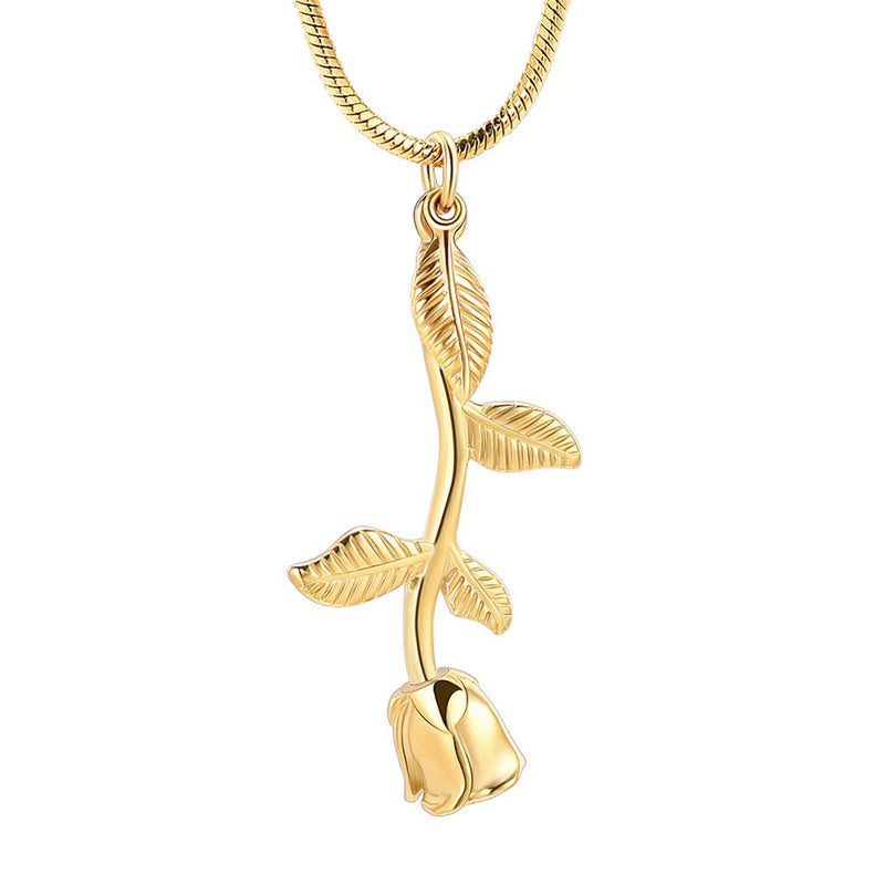 Rose Flower Cremation Jewelry Urn Necklaces for Ashes, Cremation Ash Jewelry Memorial Pendants for Human Pets Ashes Gold