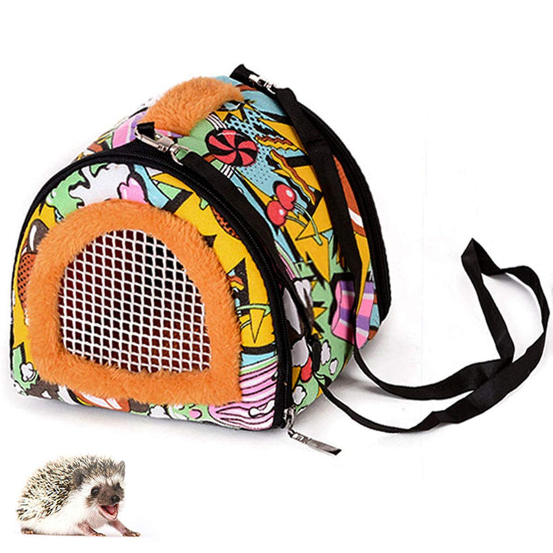 KAMEIOU Pet Small Animals Hedgehog Rat Small Guinea Pig Carrier Bag with Detachable Strap Double Zipper Travel Guinea Pig Rat Chinchillas Hamster Hedgehog Carriers Sling Handbag for Small Animals Cartoon B