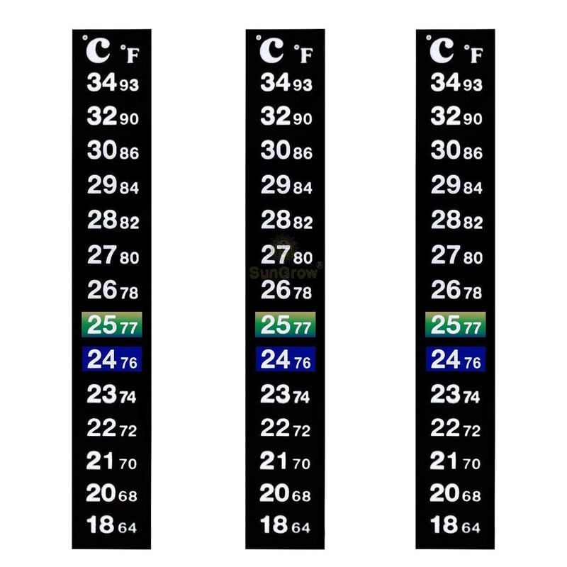 SunGrow Betta Fish Tank Thermometer Stick On, Aquarium Temperature Sticker Strip, 5.2 x 0.7 Inches, Green & Blue Temperature Indicator, Amphibian and Reptile Thermometer Sticker, Black, 3 Pcs 3 Pieces - PawsPlanet Australia