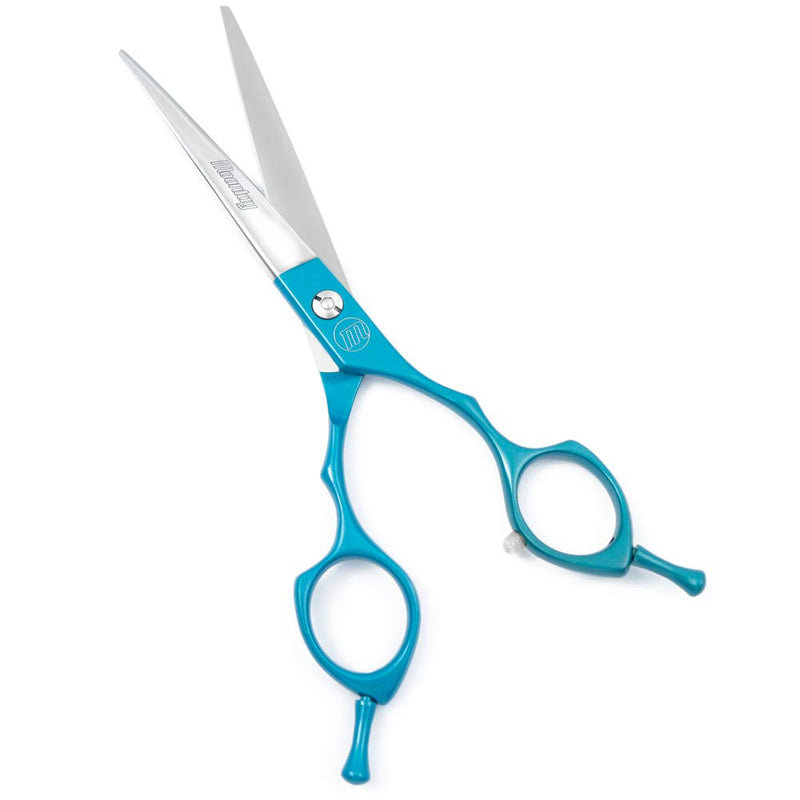 Moontay 6.5" Professional Pet Grooming Scissor, Dog Cat Grooming Shear/Scissor Fur Cutting Shear with Double Finger Rests, 440C Japanese Stainless Steel Grooming Scissor, Blue Straight Scissor - PawsPlanet Australia