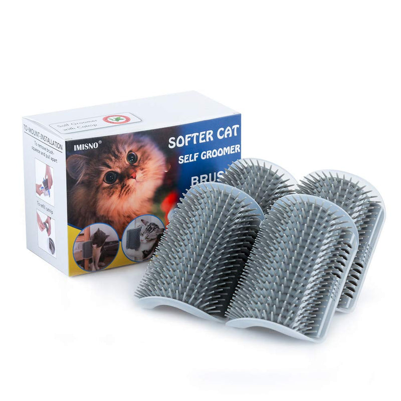 IMISNO Cat Self Groomer Toy Wall Corner Massage Comb Perfect Massager Brush with Catnip (4 PCS Gray) 4GRAY - PawsPlanet Australia