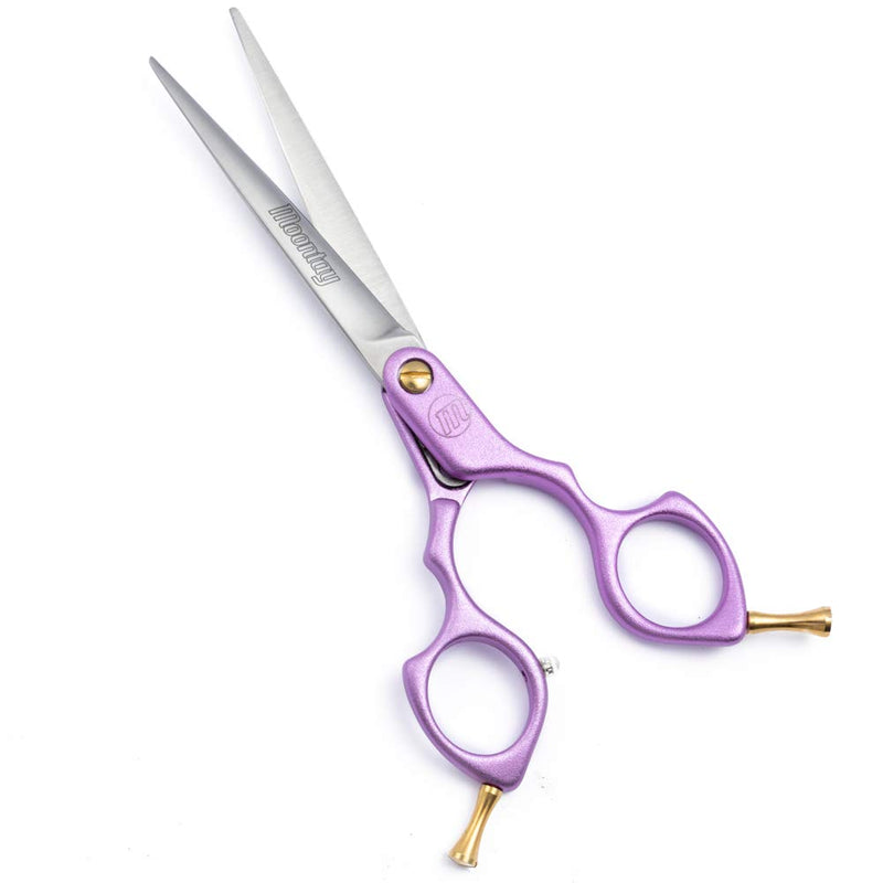 Moontay 6.0" Professional Straight Pet Grooming Scissor, Dog Cat Grooming Shear/Scissor with Ultra-Light Aeronautical Aluminum Handle, 440C Japanese Stainless Steel Pet Grooming Shear, Purple 6.0" Straight Cutting Scissor - PawsPlanet Australia