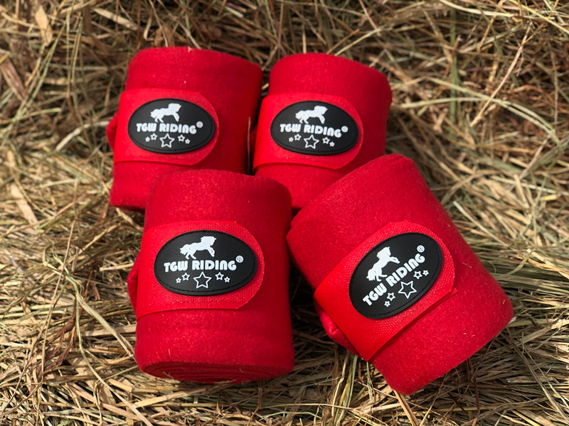 TGW RIDING Horse Polo Leg Wraps, Horse Leg Wraps, Horse Fleece Bandages,4-Pack Red - PawsPlanet Australia