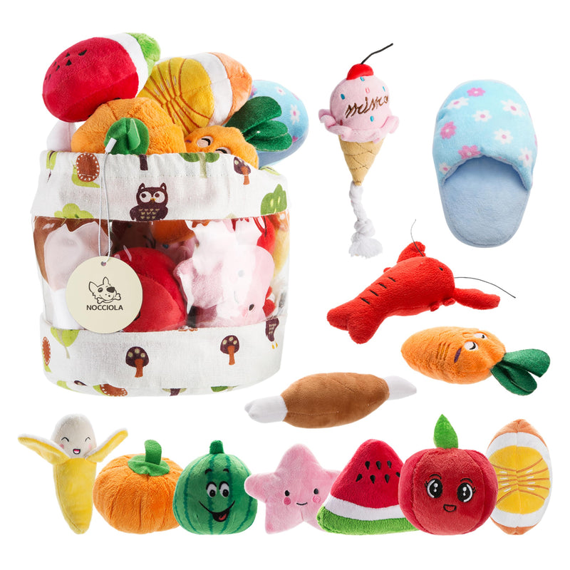 Nocciola Dog Squeaky Toys, Plush Small Dog Toys for Dogs, Stuffed Dog Toys with Squeakers,12 pcs Puppy Toys with a Carrying Bag for Small Medium Size Dogs 12PCS - PawsPlanet Australia