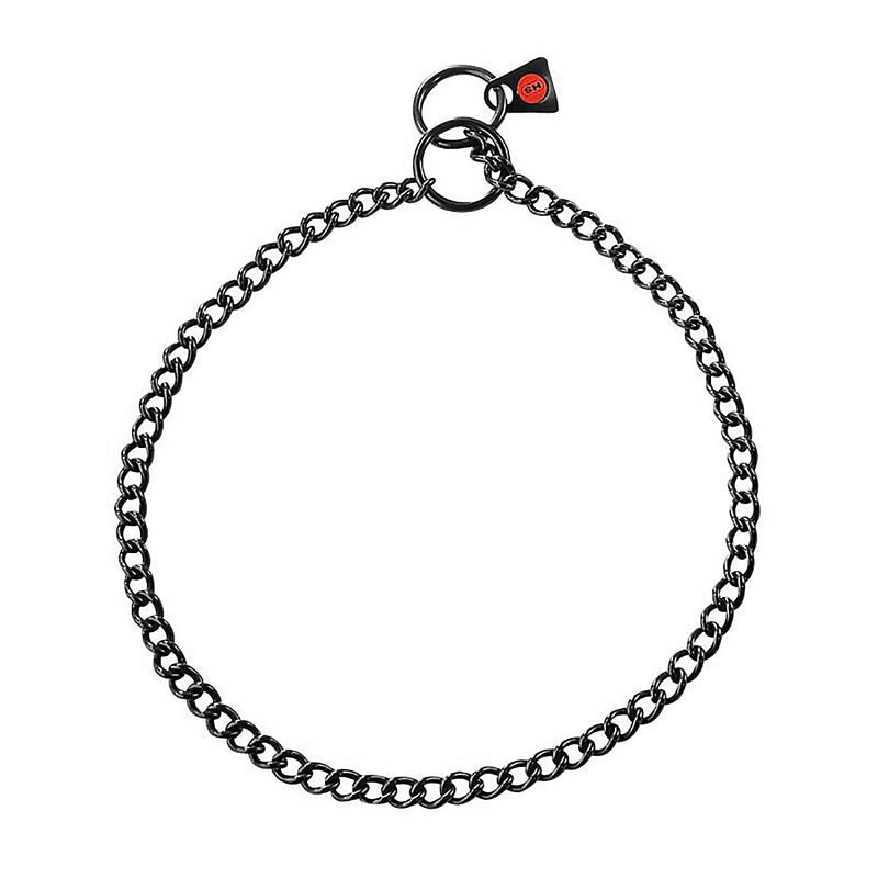 Herm Sprenger Black Stainless Steel Choke Dog Training Collar No-Pull Slip Chain for Small Medium Large Dogs for Easy Control Show Chain Collar Made in Germany 2mm 16in (40cm) - PawsPlanet Australia