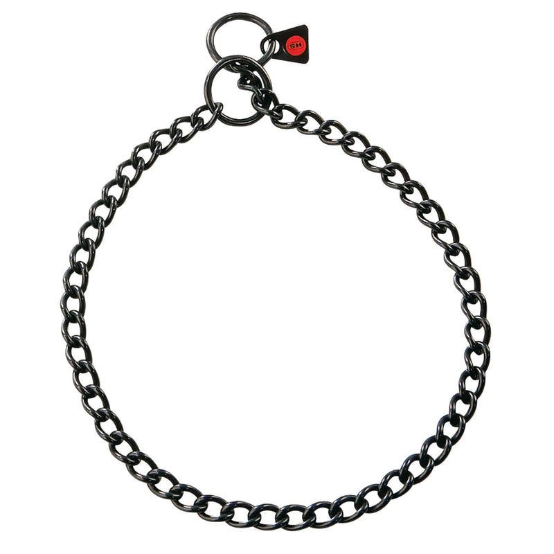 Herm Sprenger Black Stainless Steel Choke Dog Training Collar No-Pull Slip Chain for Small Medium Large Dogs for Easy Control Show Chain Collar Made in Germany 2.5mm 22in (55cm) - PawsPlanet Australia