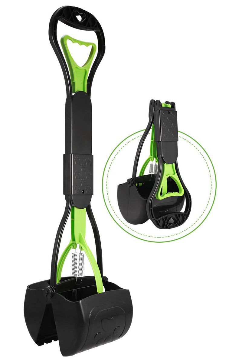 PPOGOO Non-Breakable Pet Pooper Scooper for Dogs and Cats with Long Handle High Strength Material and Durable Spring for Easy Grass and Gravel Pick Up Green - PawsPlanet Australia