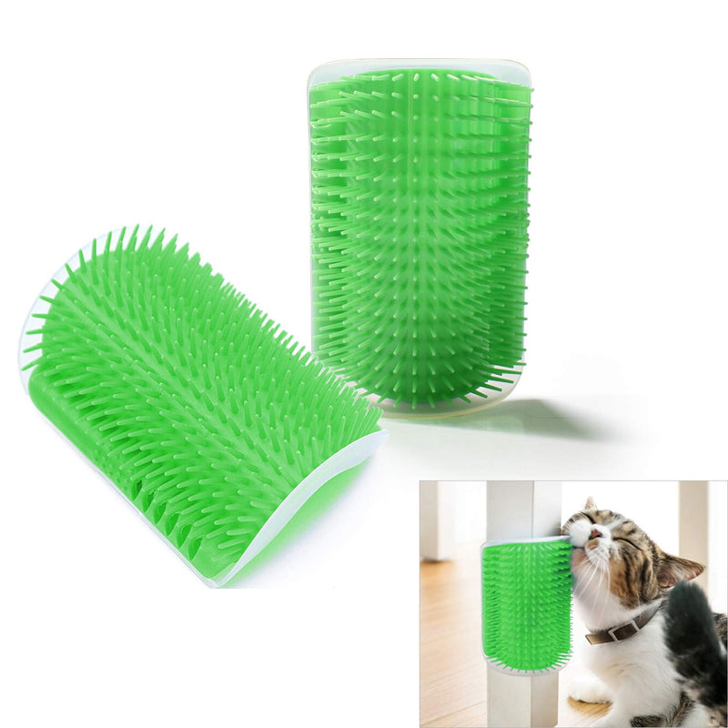 Hub's Gadget 2 Pack Cat Self Groomer, Wall Corner Massage Comb Grooming Brush (Green) - PawsPlanet Australia