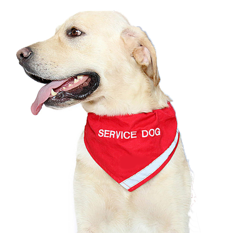 Doggie Stylz Service Dog Bandana with Reflective Strip for pet Safety at Night. Has Built in Matching Collar to Keep Bandana Secure | Metal Ring to Attach Leash | Red Small (Neck 10-16") NECK 10-16" - PawsPlanet Australia