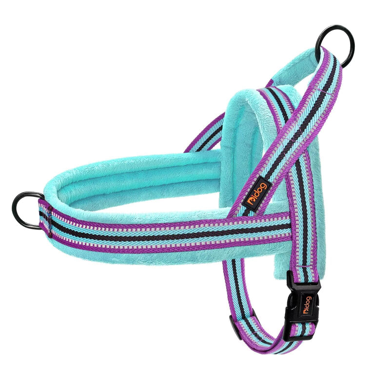 Didog Soft Flannel Padded Dog Vest Harness, No Pull/Quick Fit Reflective Dog Strap Harness, Easy for Training Walking (XS:Chest 15-18", Mixed-Blue) XS:chest 15-18" - PawsPlanet Australia
