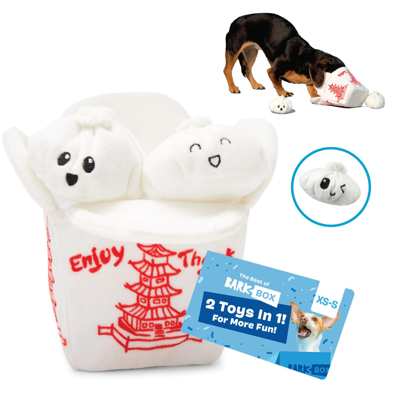 BARK Dog Toy 2 in 1 Interactive - Plush Exterior Material & Squeaker, Tearable Dog Toy with Squeaky Ball Inside, Ideal for Toy Destroyers | Andi's Dumpling, Small - PawsPlanet Australia