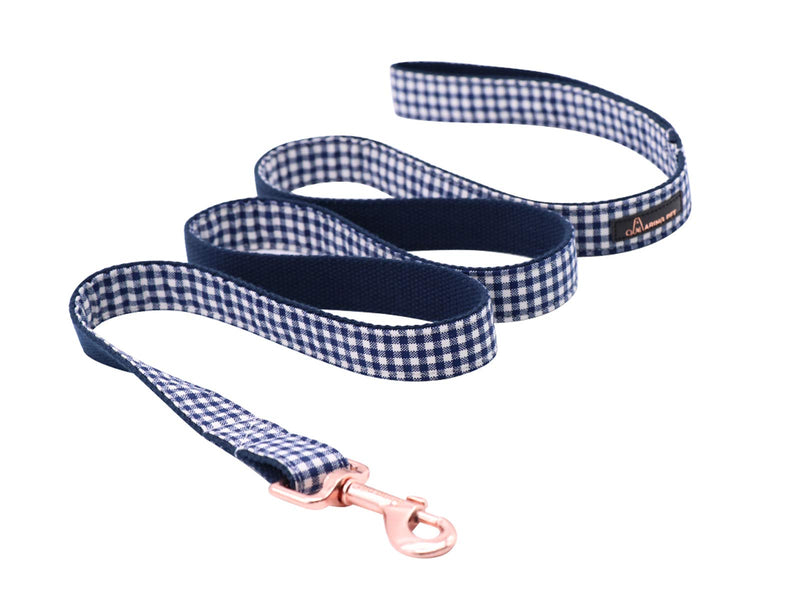 ARING PET Dog Leash, Navy Plaid Cotton Webbing Strong Handmade Walking Leashes for Small Medium Large Dogs-XS XS - PawsPlanet Australia