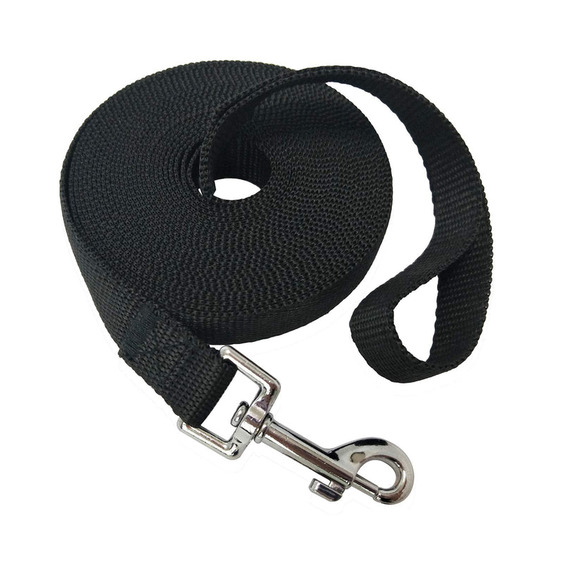 Nylon Training Dog Leash for Small Medium Large Dogs, 15ft 20ft 30ft 50ft Long Puppy Lead for Obedience Recall Training, Camping (20ft, Black) 20 ft - PawsPlanet Australia