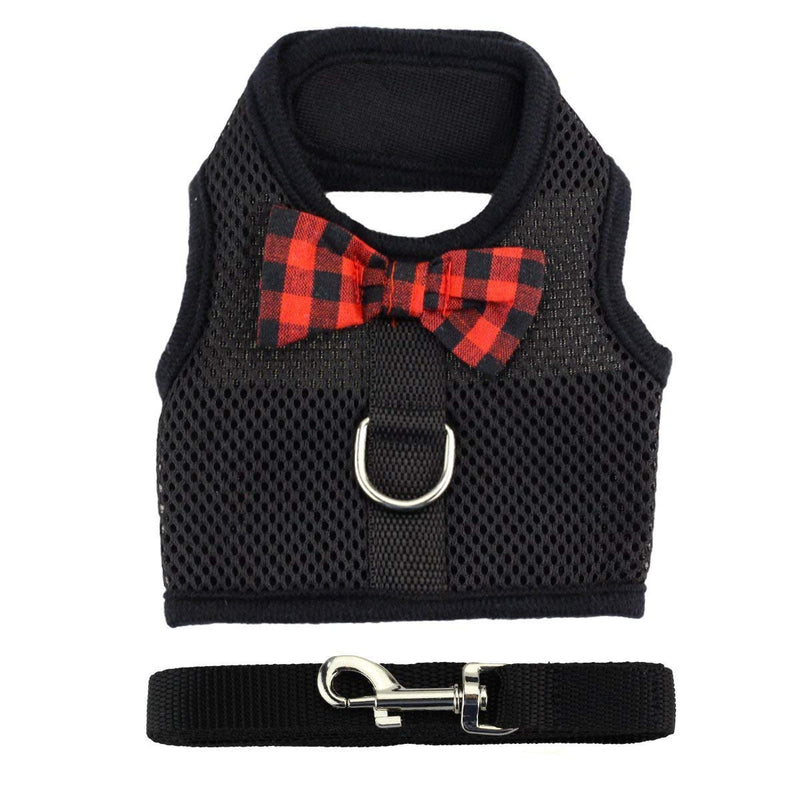 Rabbit Harness with Leash Adjustable Soft Mesh Vest Harness for Bunny Kitten Guinea Pig Rat (L, Black) L - PawsPlanet Australia