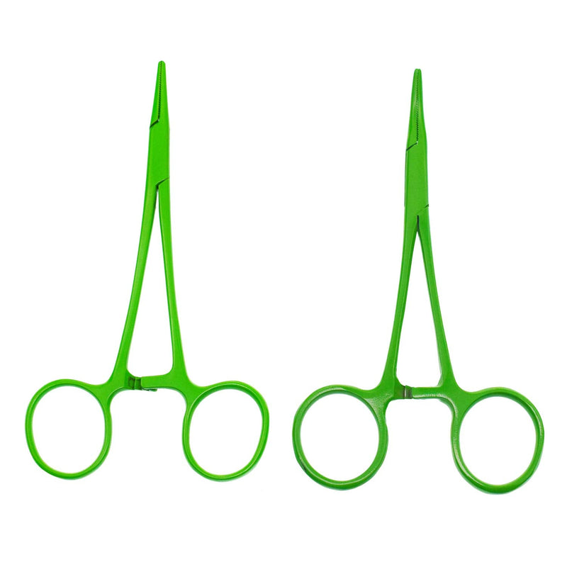 Pet Colourful Stainless Steel Hemostat Hemostatic Forcep,Pet Ear Hair Pull Forcep,Bend head and Straight head kit (Green) Green - PawsPlanet Australia