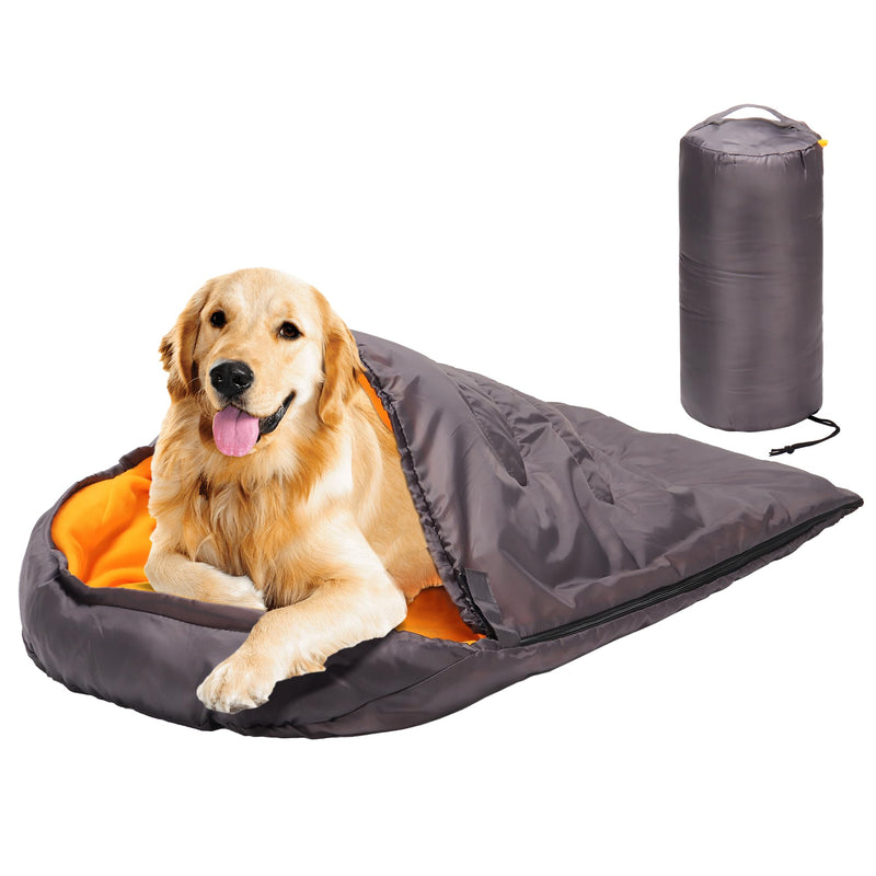Lifeunion Dog Sleeping Bag with Storage Bag Waterproof Warm Packable Dog Bed for Travel Camping Hiking Backpacking (Grey+Orange) Grey+Orange - PawsPlanet Australia