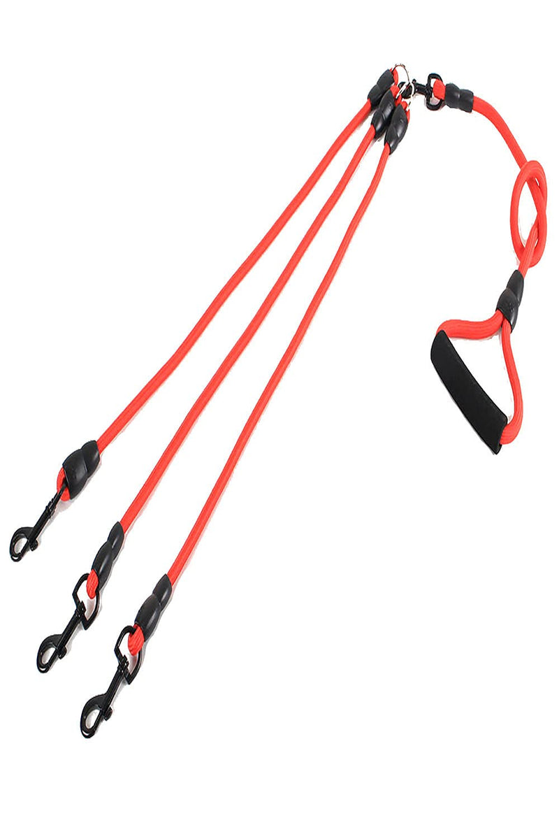 3 in 1 Durable Nylon Dog Leash with Padded Handle, 360° Swivel Multiple Dog Leash No Tangle, Lead for Medium Large Dogs, Walking & Training Double Dogs Leash Red - PawsPlanet Australia