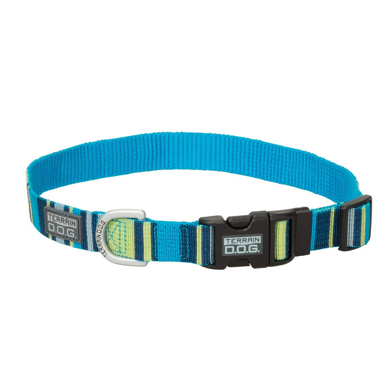 Terrain D.O.G. Patterned Snap-n-Go Collar Large, 1-inch x 17-25" Navy/Lime Stripes