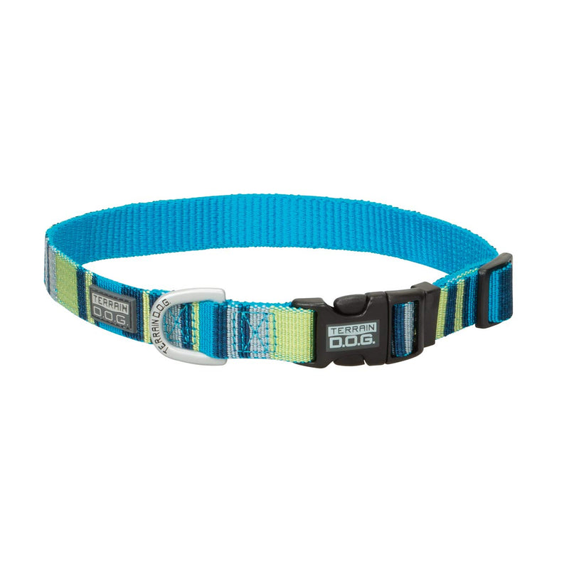Terrain D.O.G. Patterned Snap-n-Go Collar Medium,3/4" x 13-19" Navy/Lime Stripes - PawsPlanet Australia