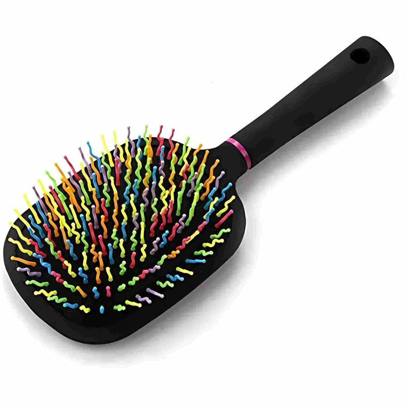 1000RB Rainbow Paddle Mane and Tail Brush Detangler Plastic Forky Comb for Horses