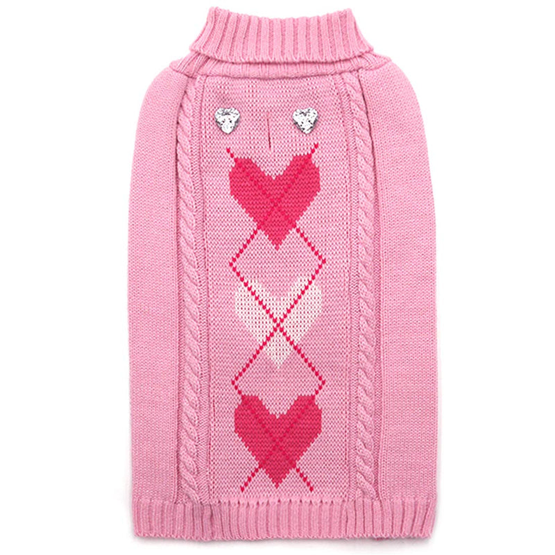 KYEESE Heart Pattern Dog Sweaters for Large Dogs Pullover Knitwear Thicken with Leash Hole Pet Cold Weather Coats Medium (7-11lbs) Heart (Pink) - PawsPlanet Australia