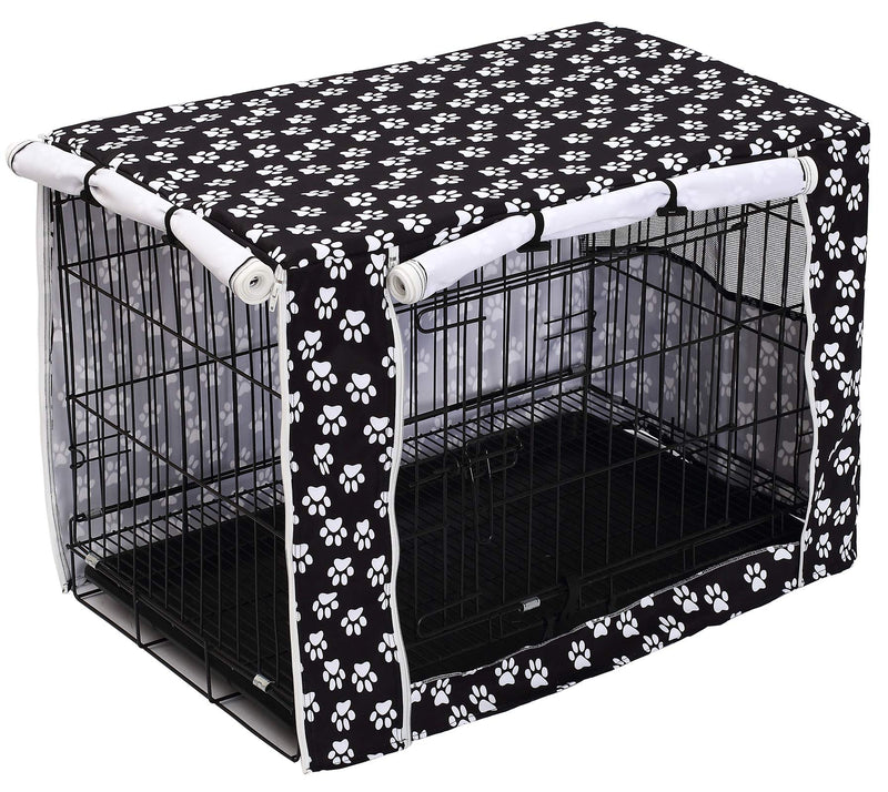 Dog Crate Cover Kennel Dogs Covers fits Small Medium Large crates cage Heavy Nylon Waterproof soundproof Indoor Outdoor - Cover only - Black paw - 36 inch 36.0"L x 23.0"W x 24.0"H - PawsPlanet Australia