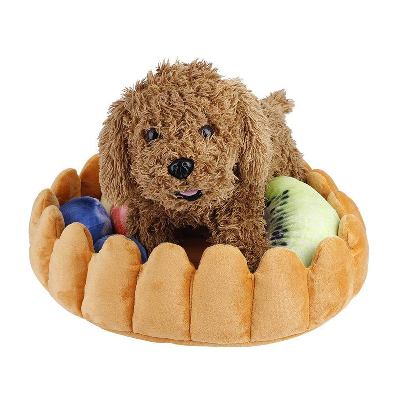 ZJchao Pet Kennel - Plush Egg Tart Shape Dog & Cat Bed with Fruit-Shaped Pillow for Cozy Warmth and Comfort - PawsPlanet Australia