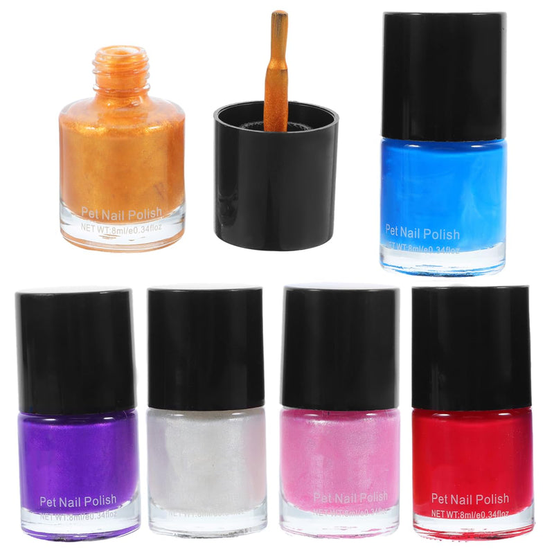 Dog Nail Polish Quick Dry Pet Nails Polish Set 6 Pcs Water-Based Healthy Paw Grooming Pet Dye Kit for All Pets - PawsPlanet Australia