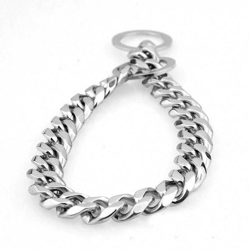 15mm Strong Silver Gold Stainless Steel Slip Dog Collar Metal Dogs Training Choke Chain Collars for Large Dogs Pitbull Bulldog Silver 26inch - PawsPlanet Australia