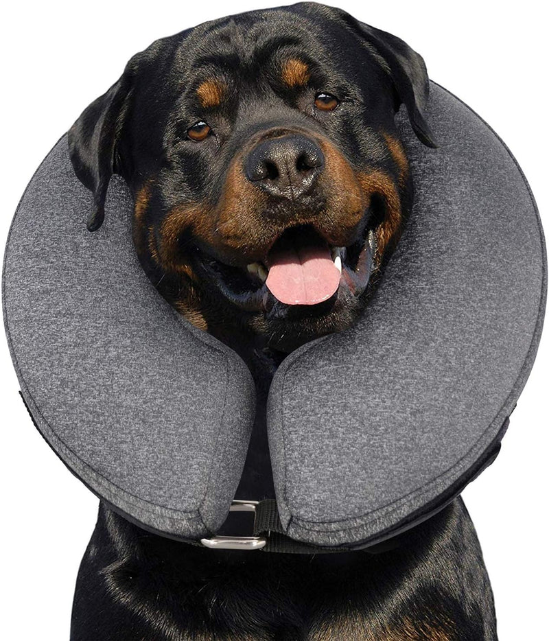 MIDOG Dog Cone Collar, Inflatable Dog Neck Donut Collar Alternative After Surgery, Soft Protective Recovery Cone for Small Medium Large Dogs and Cats Puppies - Alternative E Collar (Gray, XL) Grey X-Large(Neck:18"-24") - PawsPlanet Australia