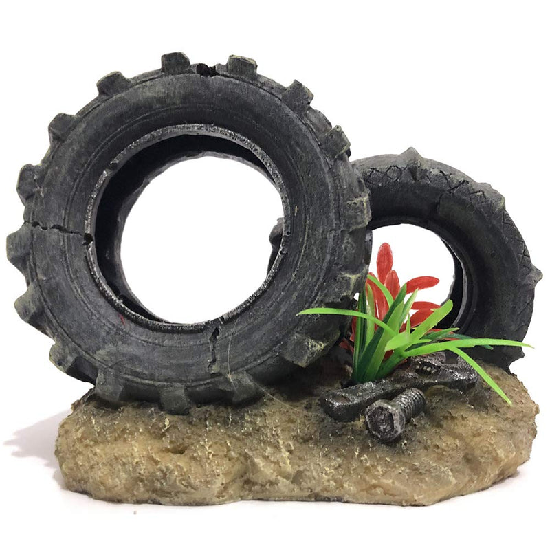 SLOCME Aquarium Tyre Decorations - Resin Material Tyre Decorations，Fish Tank Tyre Ornament Aquarium Environment Friendly Decorations - PawsPlanet Australia