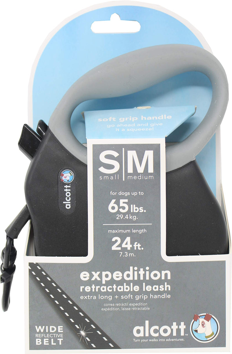 Expedition Retractable LEASHES Expedition Retractable 24FT BK MD, Black Small/Medium - PawsPlanet Australia