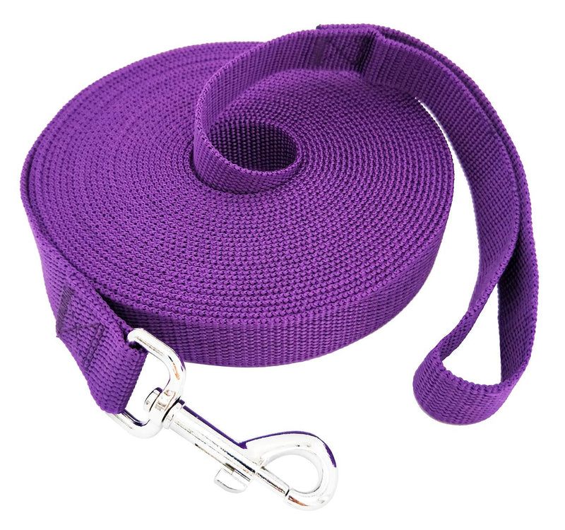 SALO Durable Nylon Training Dog Leash for Small Medium Large Dogs, 1 Inch Wide, 20ft 30ft 40ft 50ft Long Leash Dog/Puppy Lead for Obedience Recall Training, Camping, or Backyard 30 FOOT Purple