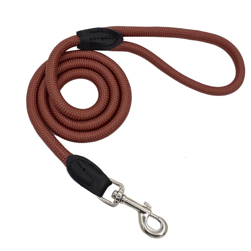 Dog Leash 4 FT Nylon Rope Long Comfortable for Medium Small Dogs Daily Training Walking(Coffee) Coffee 4Ft - PawsPlanet Australia