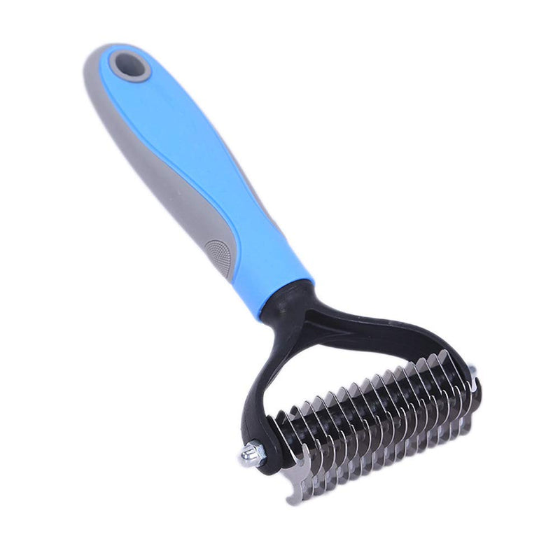 Dematting Tool for Dogs &Cats, Pet Grooming Undercoat Rake with Two-Side,Professional Stainless Steel Demat Comb Removes Loose Undercoat, Mats, Tangles and Knots Blue Large - PawsPlanet Australia