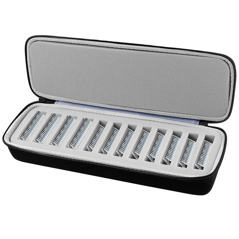 Comecase Grooming Clipper Blade Case Holder Organizer - Hard Travel Carrying Storage Holds 12 Blades - Upgrade 12 Count (Pack of 1) Black+Grey Inside - PawsPlanet Australia