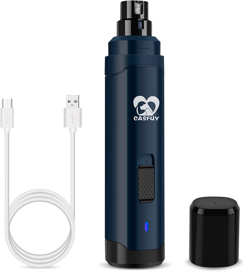Casfuy Dog Nail Grinder Upgraded - Professional 2-Speed Electric Rechargeable Pet Nail Trimmer Painless Paws Grooming & Smoothing for Small Medium Large Dogs & Cats (Dark Blue) B-Dark Blue - PawsPlanet Australia