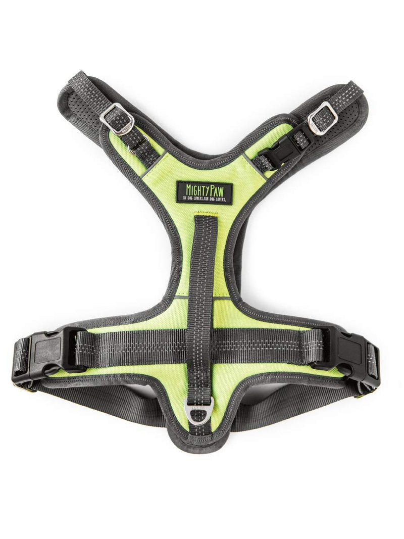 Mighty Paw Sport Harness 2.0 - Padded Canine Accessory - Adjustable Neck and Chest Straps - Enhanced Visibility with Reflective Stitching - Dog Body Harness - Neoprene Dog Harness - Medium - Green - PawsPlanet Australia