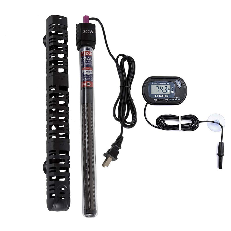 MQ Submersible Aquarium Heater Auto Thermostat, 300W Fish Tank Heater with LCD Digital Aquarium Thermometer, Shatter-Proof and Blast-Proof - PawsPlanet Australia