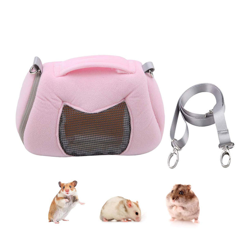 Hamster Carrier Bag Portable Outdoor Travel Handbag with Adjustable Single Shoulder Strap for Hamster Small Pets (Pink) Pink B - PawsPlanet Australia