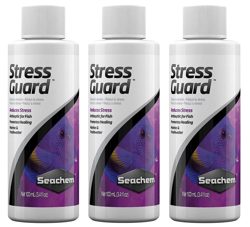 Seachem 3 Pack of Stress Guard Aquarium Water Treatment, 3.4 Fluid Ounces Each, Antiseptic for Fish - PawsPlanet Australia