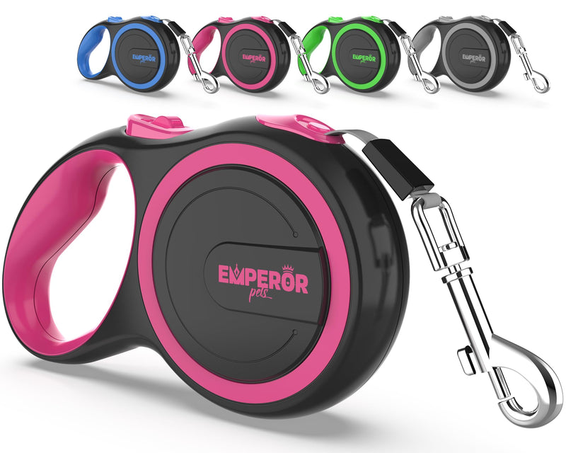 Emperor Pets 26 ft Retractable Dog Leash Large Dogs - Up to 110lb, Large Dog Leash Heavy Duty Leash Retractable 26 ft, Leashes for Large Breed Dogs, Medium Dogs -PK26 26 ft. (8m) Pink - PawsPlanet Australia