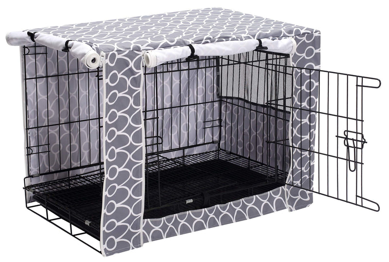 Dog Crate Cover Kennel Dogs Covers fits Small Medium Large crates cage Heavy Nylon Waterproof soundproof Indoor Outdoor - Cover only - Grey - 24 inch - PawsPlanet Australia