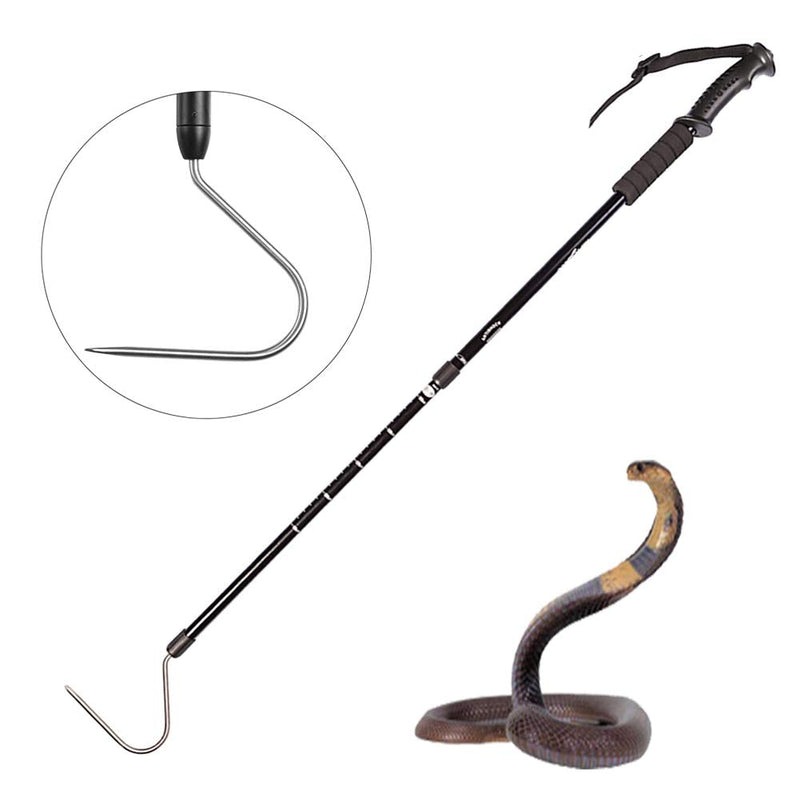 Snake Hook Reptile Grabber Rattle Snake Catcher,Professional Aluminum Alloy with Telescopic Rod and Lock, Comfortable Grip Handle for Catching,Controlling,Moving (53 inch Snake Hook) - PawsPlanet Australia