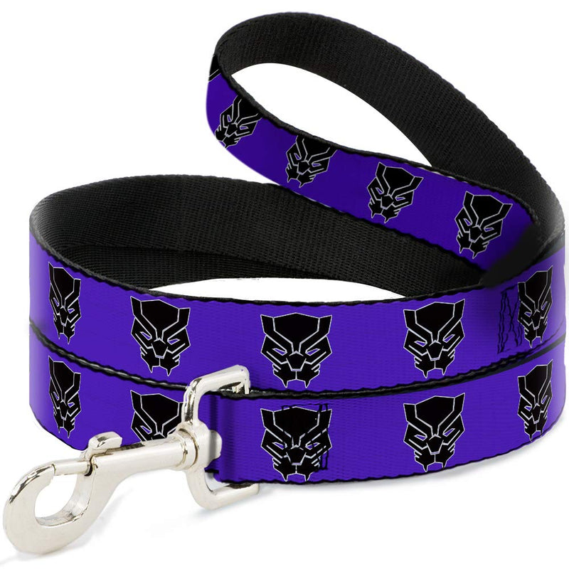Marvel Comics Pet Leash, Dog Leash, Black Panther Avengers Icon Purple White Black, 6 Feet Long 1.5 Inch Wide 6 Feet Long - 1.5" Wide