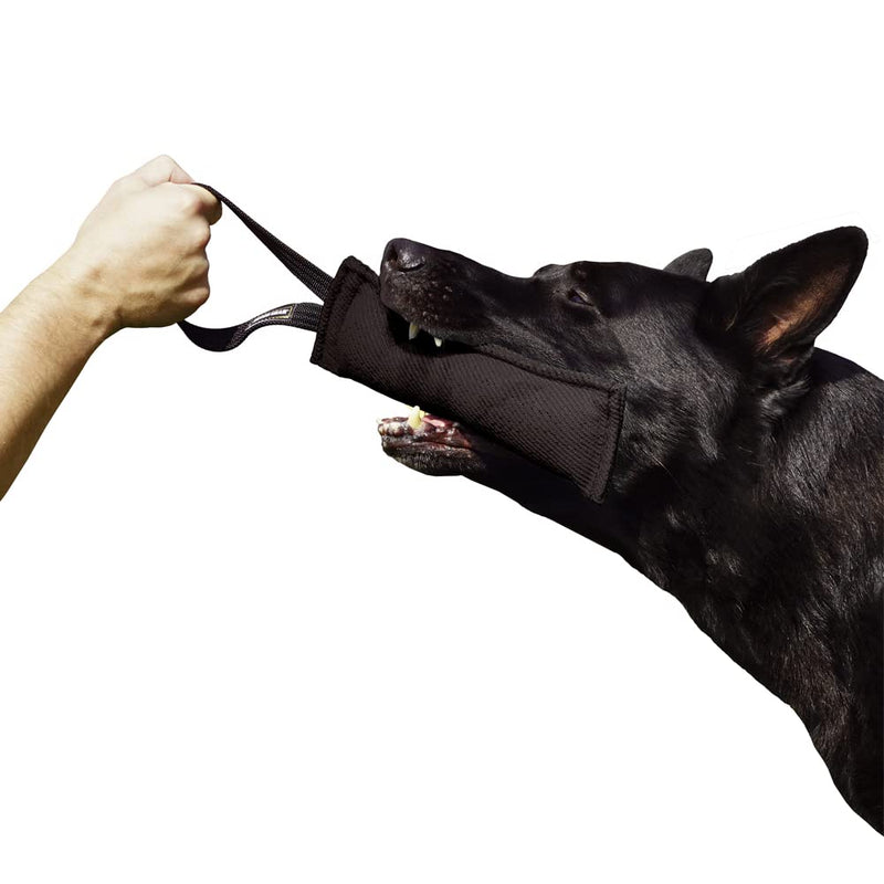 Dingo Gear French Linen tug Toy for Dog, Dog Bumper for Training, Agility, tug of war, Dog bite Pillow for Strong Dog, 1handle 11" Black S00073 1 handle Large - PawsPlanet Australia