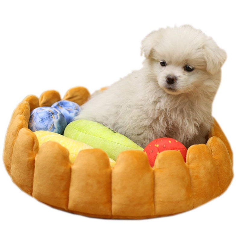 Fashion Pet Cushion Bed Detachable Updated Version Winter Plush Nest Kennel Lovely Tart Warm Comfortable Extended Dog Mat Pad Cat Mat (Tart-Large) tart large - PawsPlanet Australia