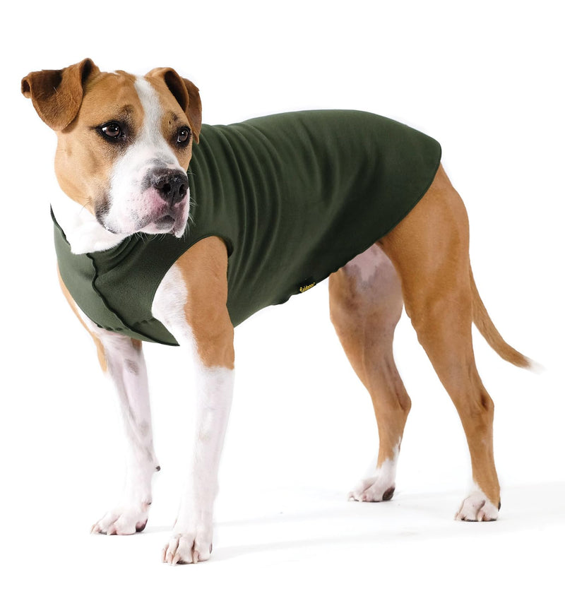 Stretch Fleece Dog Coat, Stretchy Pet Sweater, Machine Washable Pullover for Winter and Fall, Hunter Green, 14 - PawsPlanet Australia